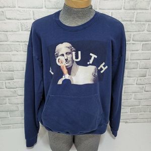 Youth Machine Faded Navy Greek Statue Sweatshirt‎ Pullover Streetwear